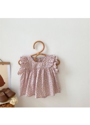 Korean Floral Children Dresses For 0-3Y Summer Cotton Girl Dress Toddler Sweet Princess Dress Toddler Baby Girl Clothes