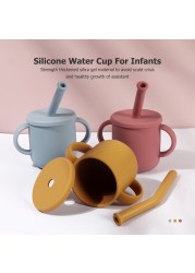 150ML Baby Feeding Drinkware Straw Cup Baby Learning Feeding Bottles Anti-Hot Leakproof Silicone Tableware Toddler Water Bottle