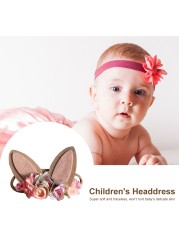 Baby Wide Bunny Ear Floral Headbands Photography Prop Lacehair Bows Bands For Babies Infant Hairbands Hair Accessories