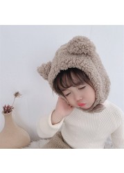 Winter Kids Bunny Hat Cute Plush Warm Baby Hat For Boy Girl Imitation Lamb Wool Baby Bonnet Infant Cap Kids Hat 1-3 Years