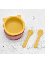 Waterproof Non-slip Silicone Tableware Baby Kitchen Bowl BPA Free Baby Silicone Bowl Feeding Lovely Lion Shaped Tableware