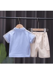 2022 New Baby Summer Sportswear Children Boy Girls Cartoon T-shirt Shorts 2pcs/set Kids Infant Dinosaur Toddler Cocoa Suit