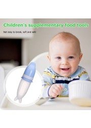 Squeeze Feeding Bottle Silicone Newborn Baby Training Rice Spoon Infant Cereal Food Supplement Feeder Safe Tableware