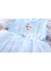 Baby Frozen Elsa Summer Dresses Girls Korean Outfits For Party Newborn Baby Lace Mesh Outfit Toddler Birthday Outfits