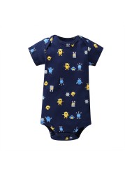 Cartoon Monster Baby Newborn Clothes Newborn Baby Clothes Short Sleeve Cotton Onesex Unisex Bodysuit 2021 5pcs/set