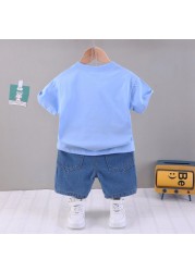 Summer Baby Boys Girls Cotton Clothes Cartoon Crop Tops 2pcs/set O-Neck Baby Clothes Set Toddler Tracksuit