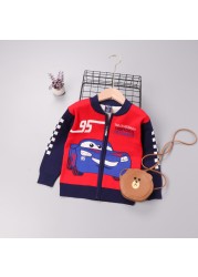 Autumn Little Boys Clothes Lightning McQueen Embroidery Knit Cardigan Sweater Winter Clothes Christmas Fashion Children Tops