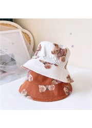 MILANCEL 2021 autumn new children's hats Korean cartoon bear fisherman hat children's thin