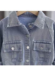 Spring Autumn 1-5year Children Denim Jackets Trench Jean Sequins Jacket Girls Kids Clothes Baby Lace Coat Toddler Casual Outerwear