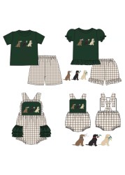 New design one piece clothes for 0-3T girls cute three dog coffee embroidery romper floral casual sport summer jumpsuit