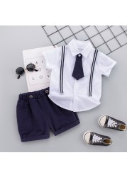 New Summer Fashion Baby Clothes Suit Children Boys Cotton Shirt Pants 2 Pieces/Set Toddler Casual Uniforms Infant Kids Tracksuits