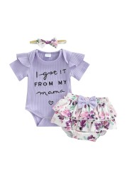 Ma&Baby 0-18M Newborn Infant Baby Girls Clothes Set Summer Letter Romper Floral Shorts Outfits Costumes D01