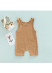 Ma & Baby 0-3Y Baby Boys Girls Jumpsuit Summer Sleeveless Romper Solid Color Baby Clothes Summer Costumes D01