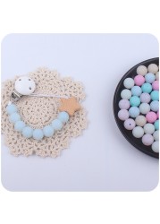 100pcs 12/15mm Baby Silicone Beads Round Pearl Ball Food Grade Silicone Pacifier Chain Teether Toys Accessories