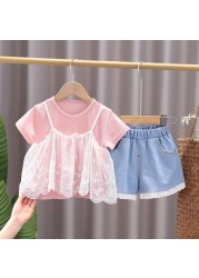 New summer baby clothes suit children girls fashion cute shirt shorts 2pcs/sets baby costume cotton casual kids sportswear