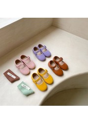 Candy Color Mary Janes 2022 Spring Autumn New Children's Small Leather Shoes Kindergarten Girls Single Flats Casual Shoes