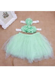 Baby Boy Girl Flower Clothes Hairband Tutu Skirt Photo Prop Costume Outfits