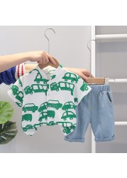 New Summer Baby Clothes Suit Children Boys Casual Cotton Shirt Pants 2 Pieces/Set Toddler Fashion Costume Infant Kids Tracksuits