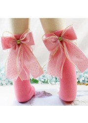 Children Cotton Socks Knee High Toddlers Girls Sock Big Bows Soft Infant Baby Long Tube Sock Kids School