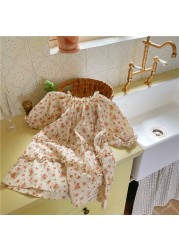 Deer Junmei Baby Girls Floral Print Dress Summer 2022 Half Sleeve Floral Print Dress Classic Pastoral Style Ruffles Dresses For Toddlers