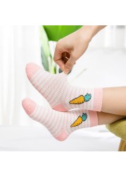 5Pairs/Lot 0-9Y Kids Socks Summer Cotton Cartoon Animal Kids Socks Carrot Girls Mesh Cute Newborn Boy Toddler Children Socks