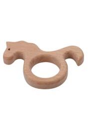 Baby Wood Cartoon Shape DIY Beads Baby Wooden Teether Teething Ring Dental Care Baby Teething For Kids Baby Teething 4 Types