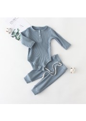 0-2Y Newborn Baby Girl Boy Clothes Set Autumn Spring Long Sleeve Cotton Pants and Pants Suit Home Wear Cute Baby Outfit