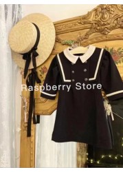 Girls' navy collar dress, navy style, for summer