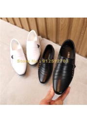 Autumn boys leather solid color soft bottom kids performance fashion rivet boys dress shoes