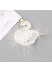 Princess Plush Swan Hair Clip Hairgrips For Girls Kids Hair Clips Hairpins Barrette Children Headwear Kawaii Hair Accessories