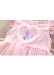 Summer Children's Clothing Frozen Lace Elsa 2 Princess Dresses Birthday Outfits Korean Cute Baby Girls Party Clothes