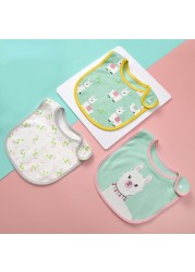 3pcs set cotton cartoon baby bib baby bib print bib snap button saliva towel