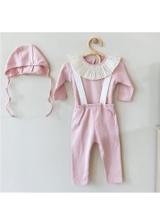 3pcs/set Newborn Baby Girl Clothes Infant Outfits Autumn Spring Baby Girl Romper + Overall Pants Girl Clothing Sets