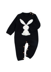 0-24M Newborn Cute Knitted Bunny Tail Patchwork Romper for Baby Boys Girls Weave Long Sleeve Jumpsuit Outfits Clothes