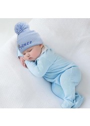 New autumn and winter baby hat embroidered letter hair ball knit hat for children winter hat wool hat