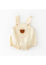 2022 summer baby bodysuits infant girls sleeveless one-piece baby towel bear embroidery newborn overalls boys cotton clothes