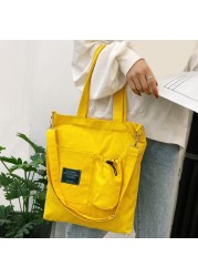 Women Canvas Bag New Design Zipper Shoulder Bag Female Reusable Large Capacity Shopping Bag Ladies Eco Cloth Shopping Bags