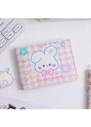 Kawaii Cat Leather Card Wallet for Women Cute Rabbit Cards Driver License Holder Credit Card Protective Sleeve 4 Card Slots