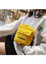 INS Fashion Canvas Small Square Handbag Korean Style Letter Printed Student Versatile Women Crossbody Bag Shoulder Bag Purse