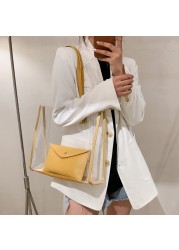 Spring Summer Transparent PVC Fashion Women Shoulder Shopping Bags Composite Handbags Solid Casual Large Capacity Ladies Handbags