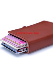 Crazy Horse Genuine Leather Men Wallet Money Bag Rfid id Credit Card Wallet Mini Slim Male Metal Smart Wallet Small Thin Purses