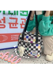 Preppy style women shoulder bag fashion mesh handbag female nylon shopping messenger bag retro casual handbag for travel
