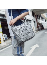 Women's Handbag Geometric Quilted Diamond Tote Bag Shoulder Bag Laser Plain Foldable 2020