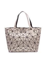 Geometric women's handbag, diamond tote bag, laser foldable shoulder bag, casual shopping bag