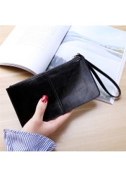 New Fashion Women Office Lady PU Leather Long Wallet Clutch Zipper Business Bag Wallet Card Holder Large Capacity Wallet