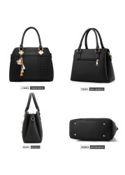 Women Handbags Tassel PU Leather Bag Top-Handle Embroidery Crossbody Bag Shoulder Handbags