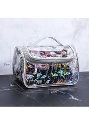 Bfuming Fashion Portable Makeup Bag for Women PVC Transparent Waterproof Large Capacity Travel Cosmetic Storage Bag