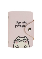 Women Cartoon Print Portable Credit Card Bag Passport Case PU Leather 20 Bit Large Capacity Multifunctional Business