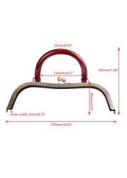 1pc 27cm Retro Style Wallet Frame Handle Antique Bronze Kiss Clasp DIY Bag Buckle Replacement Tool Parts Accessories