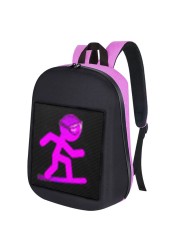 Smart APP Control Dynamic LED Display Advertising Backpack USB DIY LED City Walk Advertising 14'' Portable Backpack